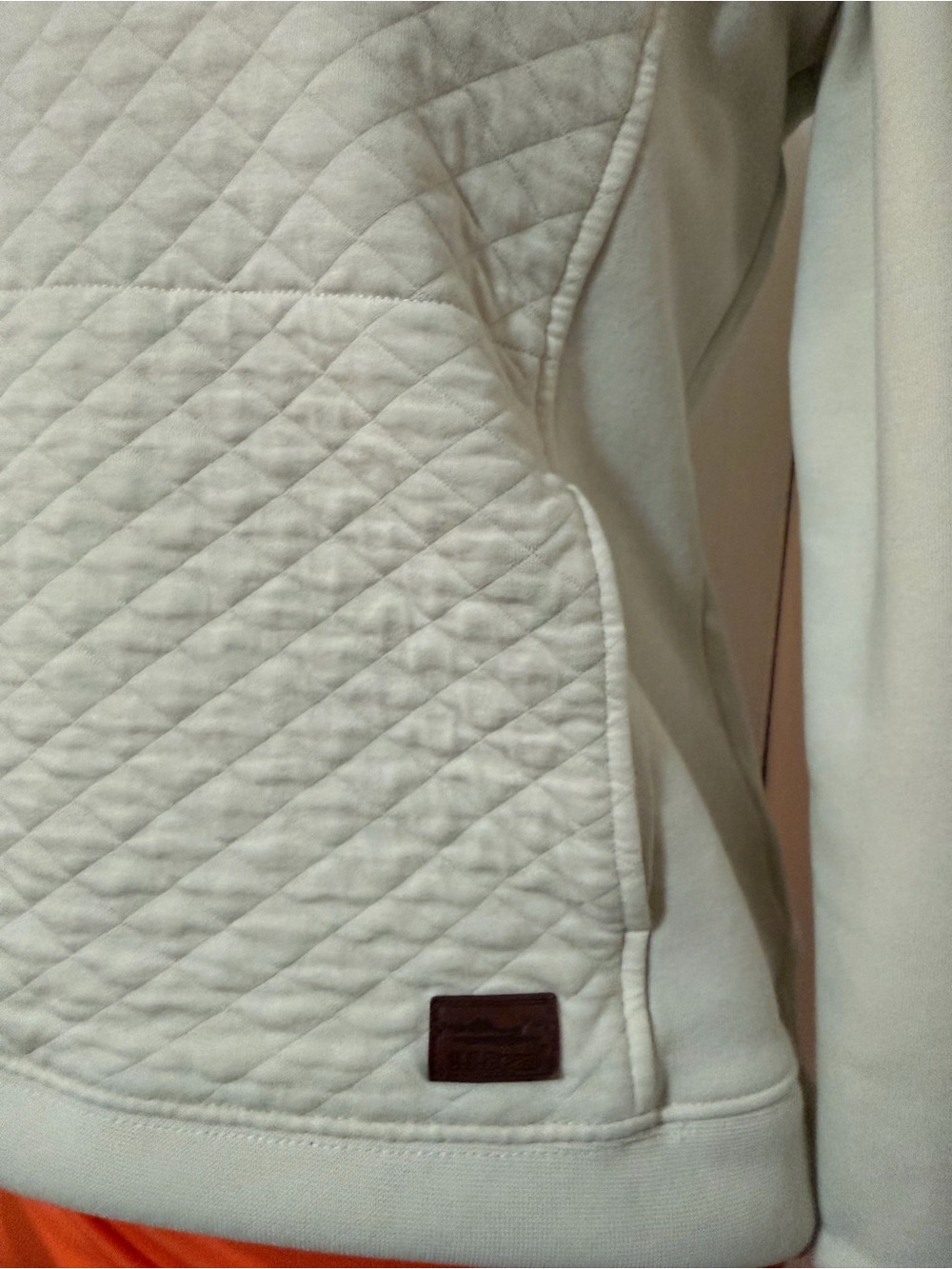 L.L.Bean Cream Quilted Quarter Zip Pullover Sweatshirt XS - Picture 4 of 7